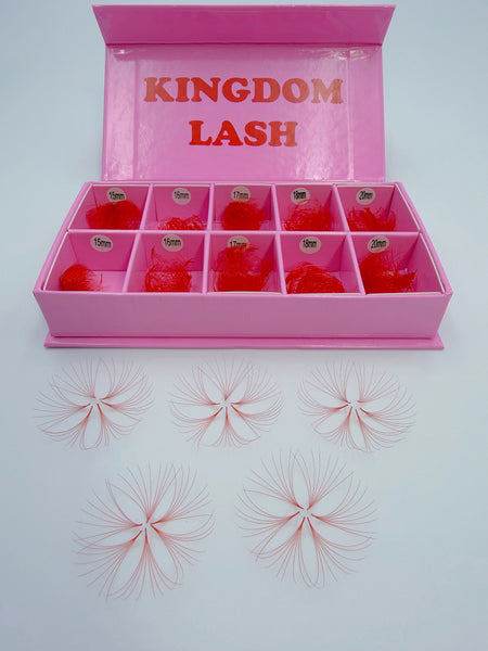 5D Red Handmade Lashes - Mix Lengths - 1000 Fans